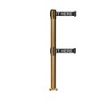 Montour Line Stanchion Dual Belt Barrier Fixed Base Sat.Brass Post 11ft.Wait..Belt MX630DF-SB-PLEAWBW-110